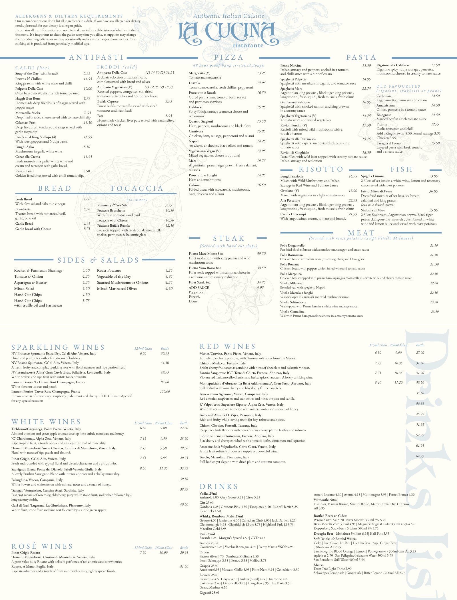 La Cucina Lunch Full Menu 2026 spring2 La Cucina Lunch Full Menu 2026